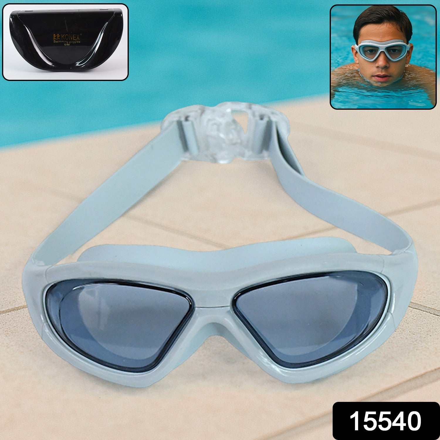 Knx Premium Wide Vision Swimming Goggles With protective hard case (1 Pc) Knx Premium Wide Vision Swimming Goggles With protective hard case (1 Pc)